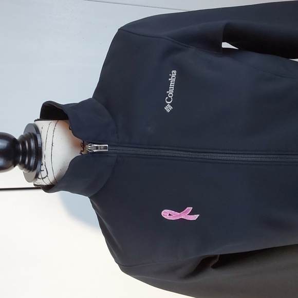 Columbia- Womens Black Jacket /Coat Zippered Pockets Breast Cancer Coat Sz.S - Picture 2 of 6